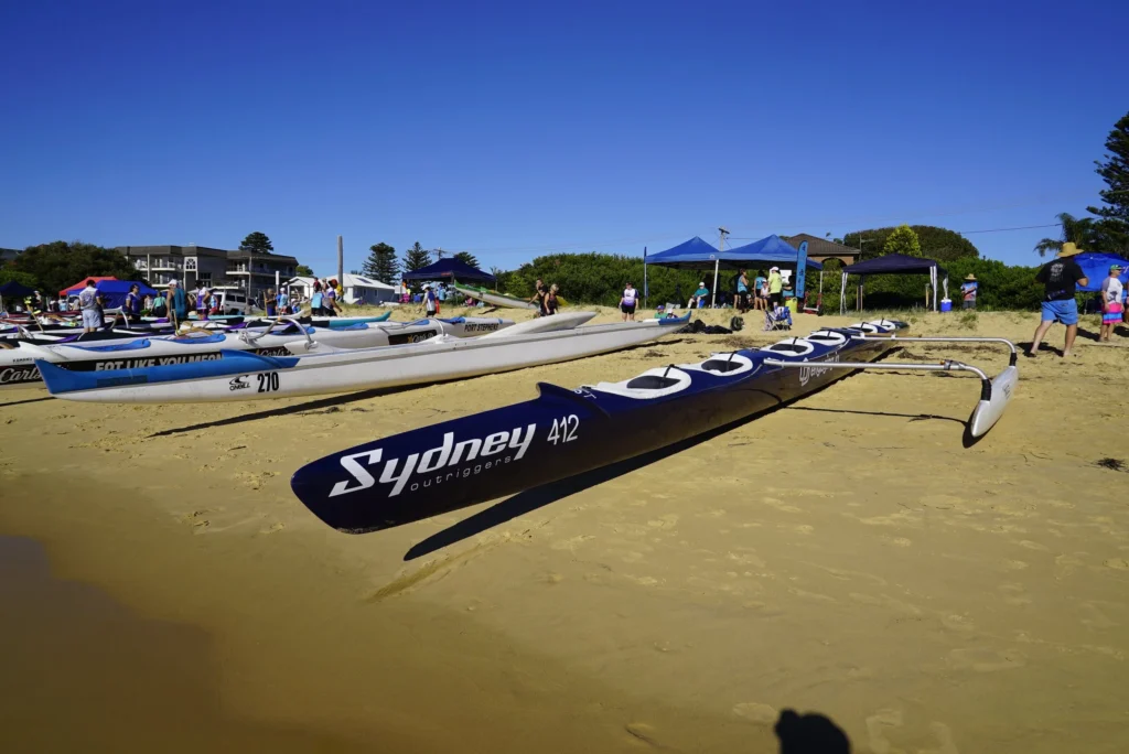 outriggers on the beach