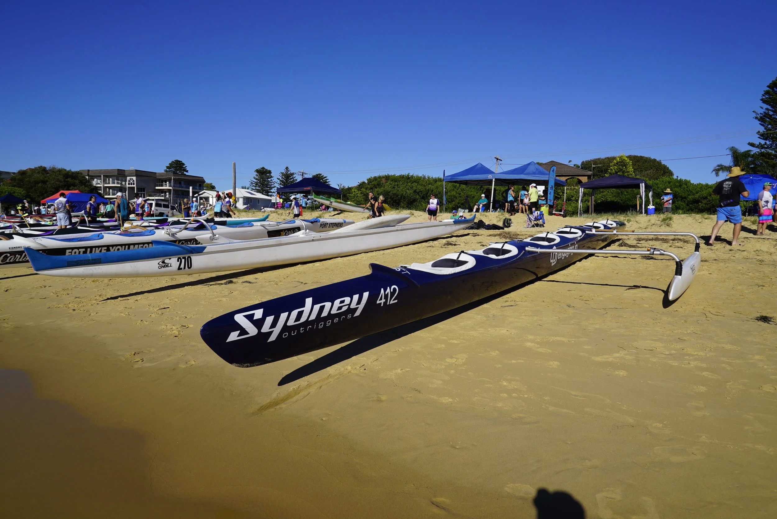 outriggers on the beach